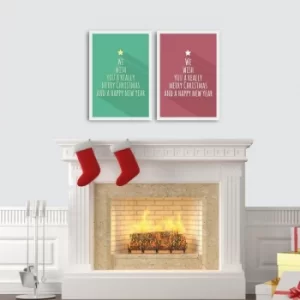 Image of 2PBCTNOEL-07 Multicolor Decorative Framed MDF Painting (2 Pieces)