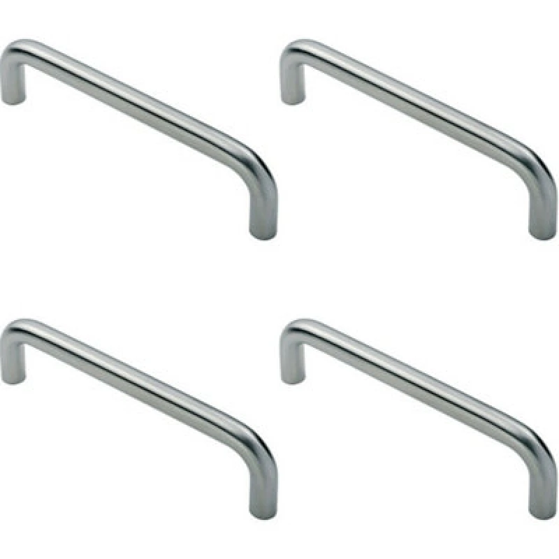 Image of Loops 4x D Shape Cabinet Pull Handle 106 x 10mm 96mm Fixing Centres Satin Steel Metallics unisex