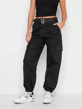 Image of PixieGirl Petite Belted Cuff Jogger - Black, Size 14, Women