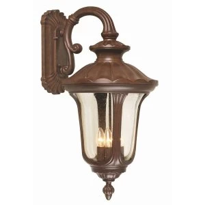 Image of 4 Light Outdoor Large Wall Lantern Light Rusty Bronze Patina IP44, E14