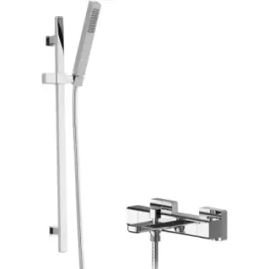 image of Hudson Reed - Windon Thermostatic Bath Shower Mixer with Kubix Slider Rail Kit - Chrome