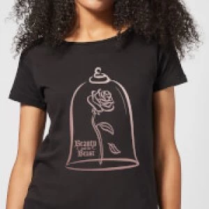 Image of Disney Beauty And The Beast Rose Gold Womens T-Shirt - Black