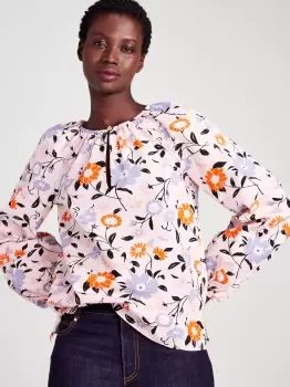 Image of Floral Garden Seersucker Top - Pearl Blush - M (Uk 12-14)