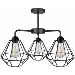 Image of Keter Foskal Semi Flush Light Black, 44cm, 3x E27