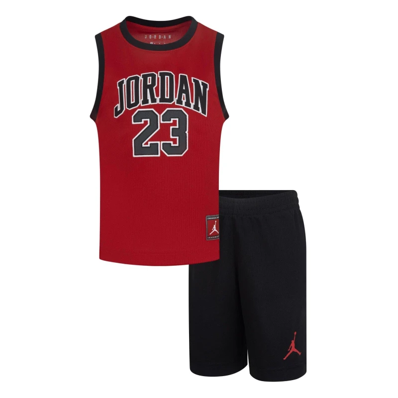 Image of Air Jordan 2 Piece Vest Shirt Babies Red/Black male 3-4 Yrs