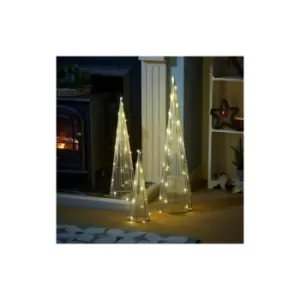 Image of Cone Tree Christmas Decoration Silver Pre-Lit LED Xmas Home Set Festive Gift