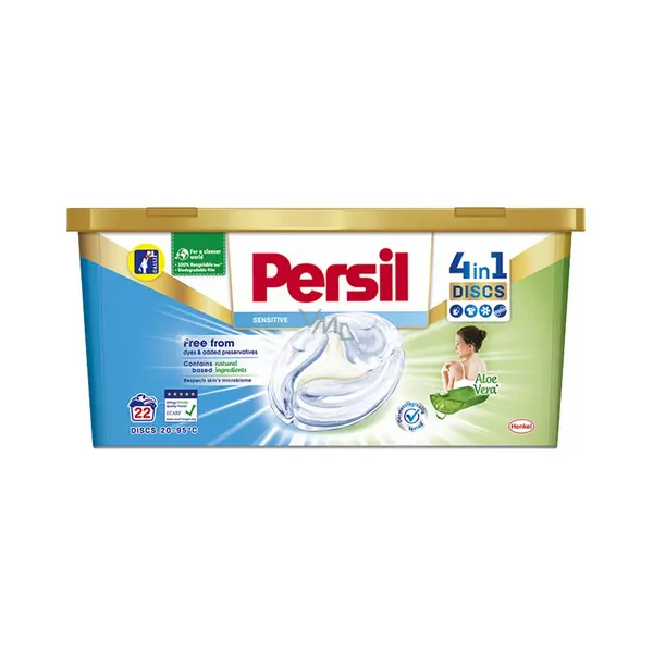 image of Persil Sensitive 4-in-1 Laundry Washing Detergent Discs 22x Discs