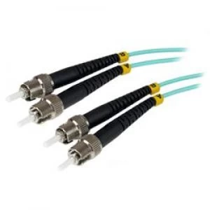 image of StarTech.com 1m 10 Gb Aqua Multimode 50/125 Duplex LSZH Fiber Patch Cable ST - ST