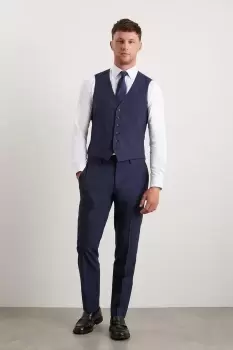 image of Plus And Tall Slim Fit Navy Marl Waistcoat