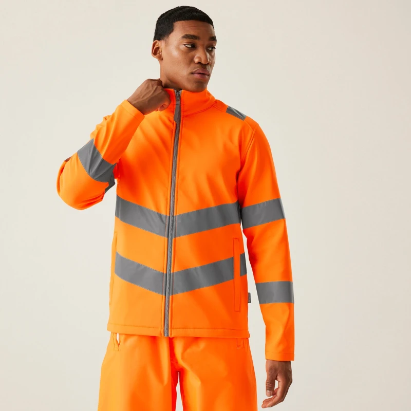 Image of Regatta Regatta Men Hi-Vis Pro Contract Ablaze Softshell in Burnt Orange Size: Small Burnt Orange S Male 5063019699912