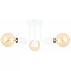 image of Netlighting Luna Multi Arm Semi Flush Ceiling Light White, 25cm, 3x E27