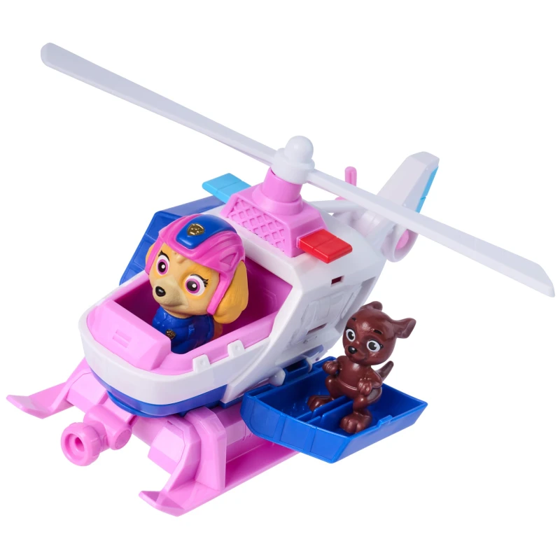 Image of PAW PATROL - Search & Rescue: Skyes Rettungs-Helikopter Fahrzeug mit Ruckziehmotor ca. 15cm inkl. Hunde-Figur und Kanguru detailgetreues Design z