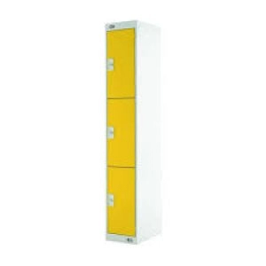 image of Three Compartment Locker D300mm Yellow Door MC00018