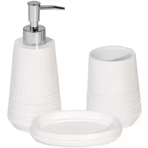 image of Showerdrape - Strata White Resin 3 piece Bathroom Accessory Set - White