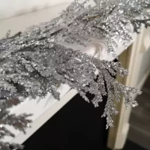 Image of 1.8m Silver Glitter Cedar Leaf Garland Christmas Decoration