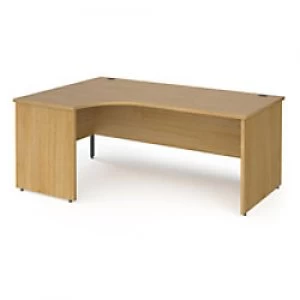 image of Dams International Left Hand Ergonomic Desk with Oak Coloured MFC Top and Graphite Panel Ends and Silver Frame Corner Post Legs Contract 25 1800 x 120