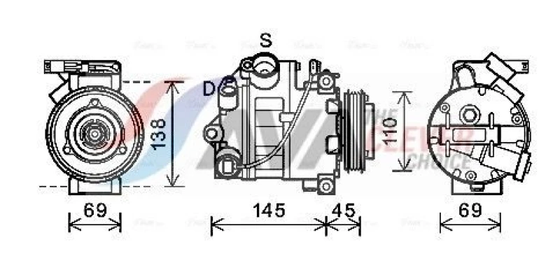 Image of Air conditioning compressor AVA COOLING SYSTEMS BWAK444