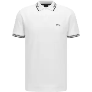 image of Boss Paul Pique Polo Shirt - White