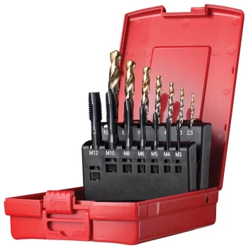 image of L113202 M3-M12 HSS (14-Pce) Sp/Pt Tap & Drill Set