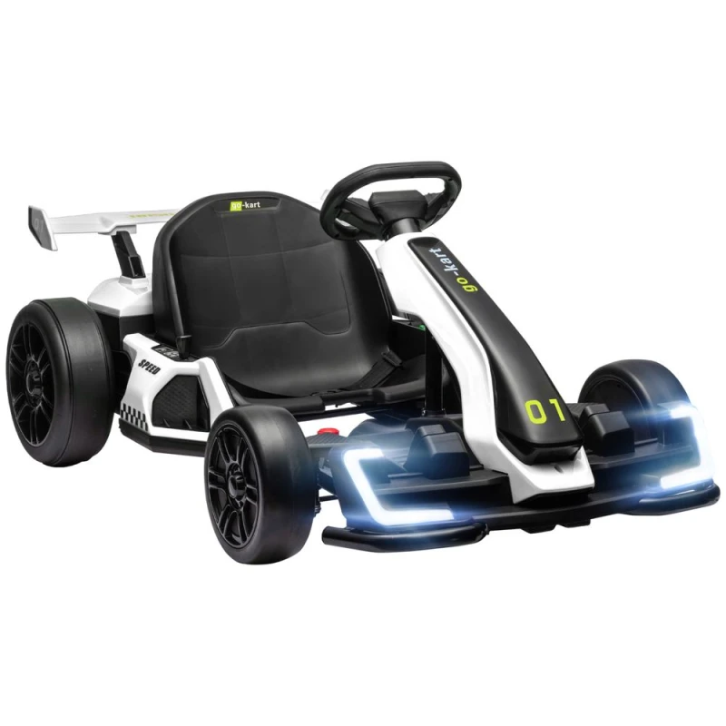Image of Homcom 24V Electric Go Kart With Adjustable Seat, White 370-287V70WT