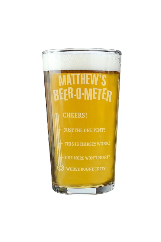 Image of Personalised Memento Company Personalised Beer-o-Meter Pint Glass Clear
