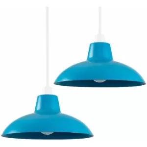 image of Minisun - 2 x Civic Metro Ceiling Light Shades - Blue - No Bulb