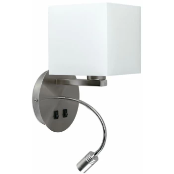 Image of Solara Square Shade Hotel Reading Wall Light - No Bulb