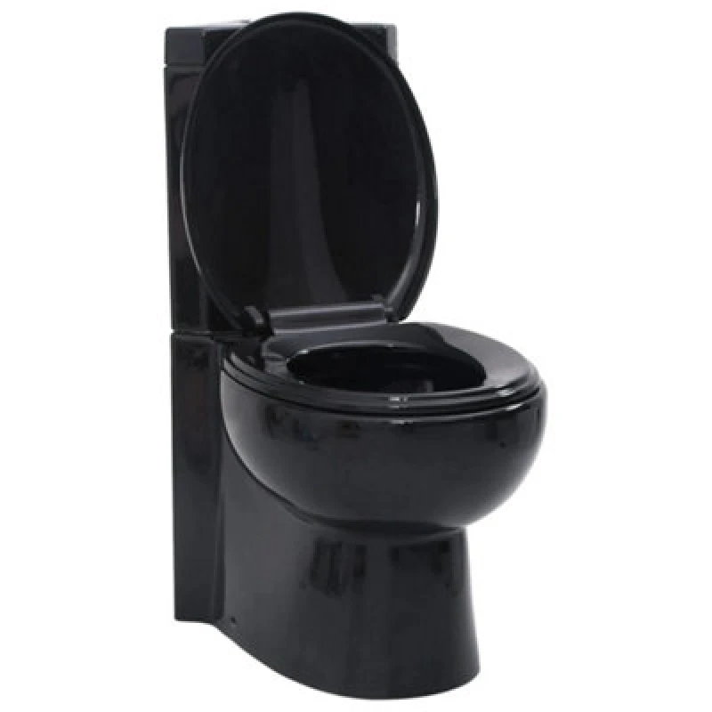 Image of Vidaxl Wc Ceramic Toilet Bathroom Corner Toilet Black