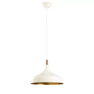 image of Model 25 Deco White Dome Pendant Lamp Golden Interior