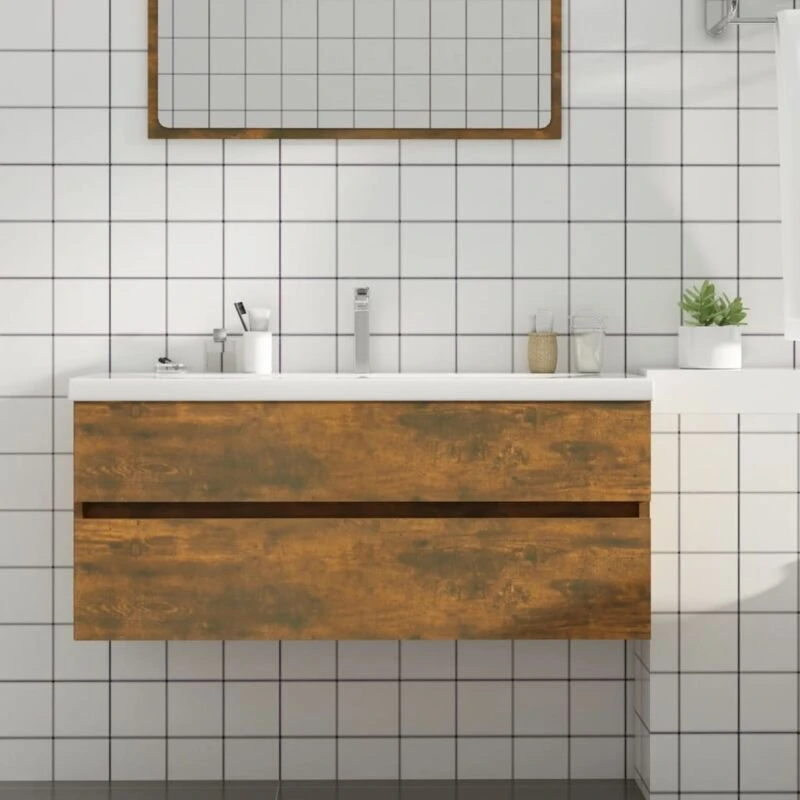Image of VIDAXL Sink Cabinet Smoked Oak 100x38.5x45cm Engineered Wood Vidaxl 8720286955147