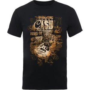 Image of Johnny Cash - Guitar Song Titles Mens Large T-Shirt - Black