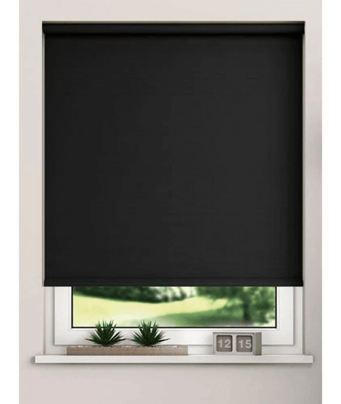 Image of New Edge Blinds Thermal Blackout Roller Blinds 175cm Drop x Width 140cm Black Size: 120cm width x 175cm drop Black Unisex 120cm width x 175cm dr