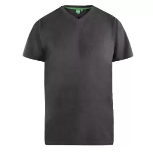 Image of Duke Mens Signature 2 King Size Cotton V Neck T-Shirt (2XL) (Charcoal Melange)