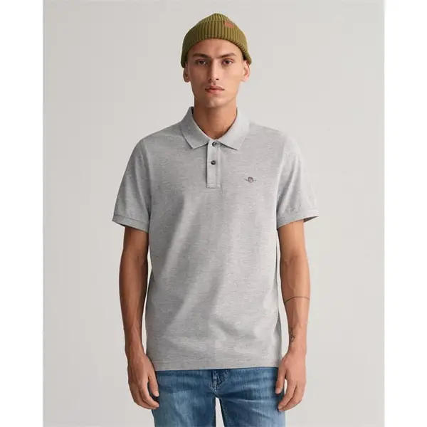 Image of Gant Shield Piqu Polo Shirt - Grey 2XL