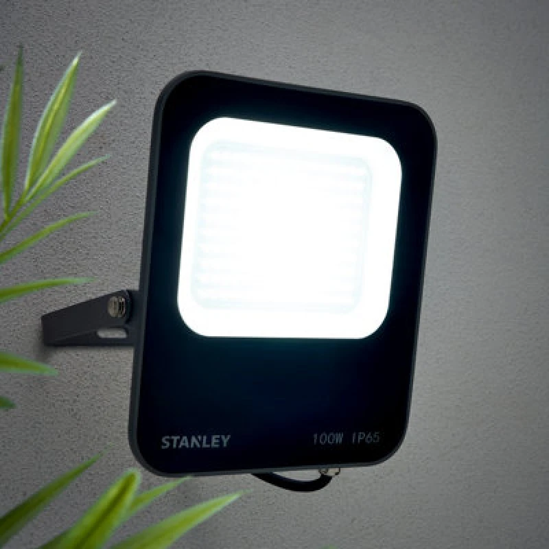 Image of Stanley Ik10 Black Mains-Powered Cool Daylight LED Without Sensor Slimline Floodlight 11000Lm