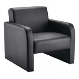 image of Arista Reception Chair Flat Pack Leather Look Black KF72153