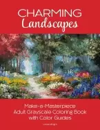 Image of charming landscapes make a masterpiece adult grayscale coloring book with c