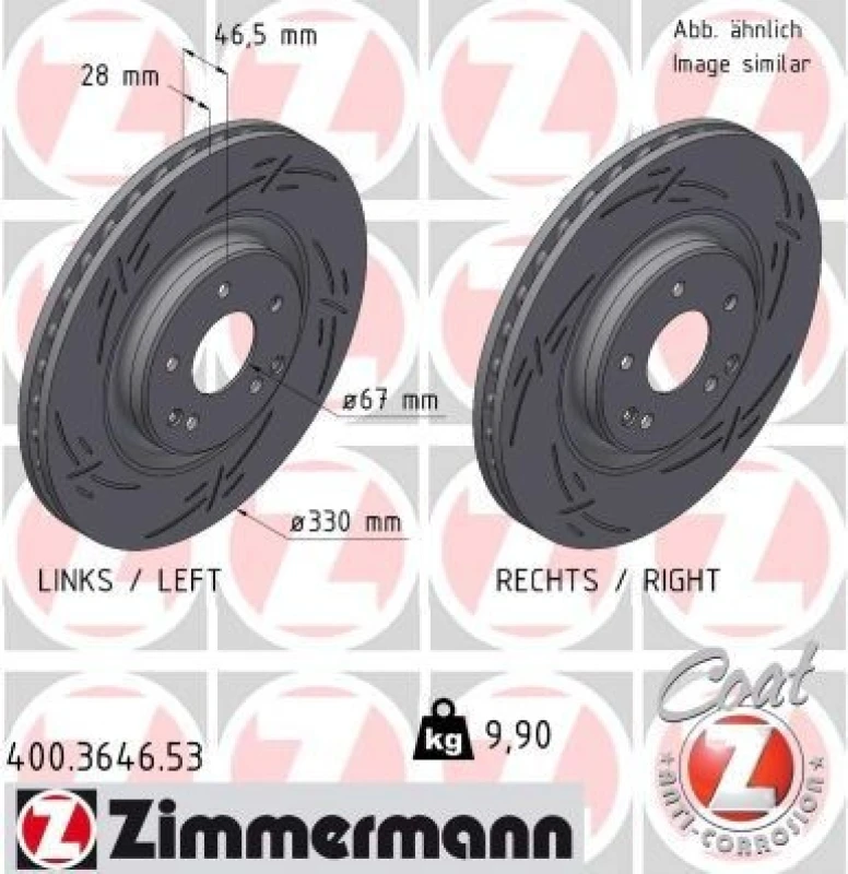 Image of ZIMMERMANN Brake disc ZIMMERMANN 400.3646.53