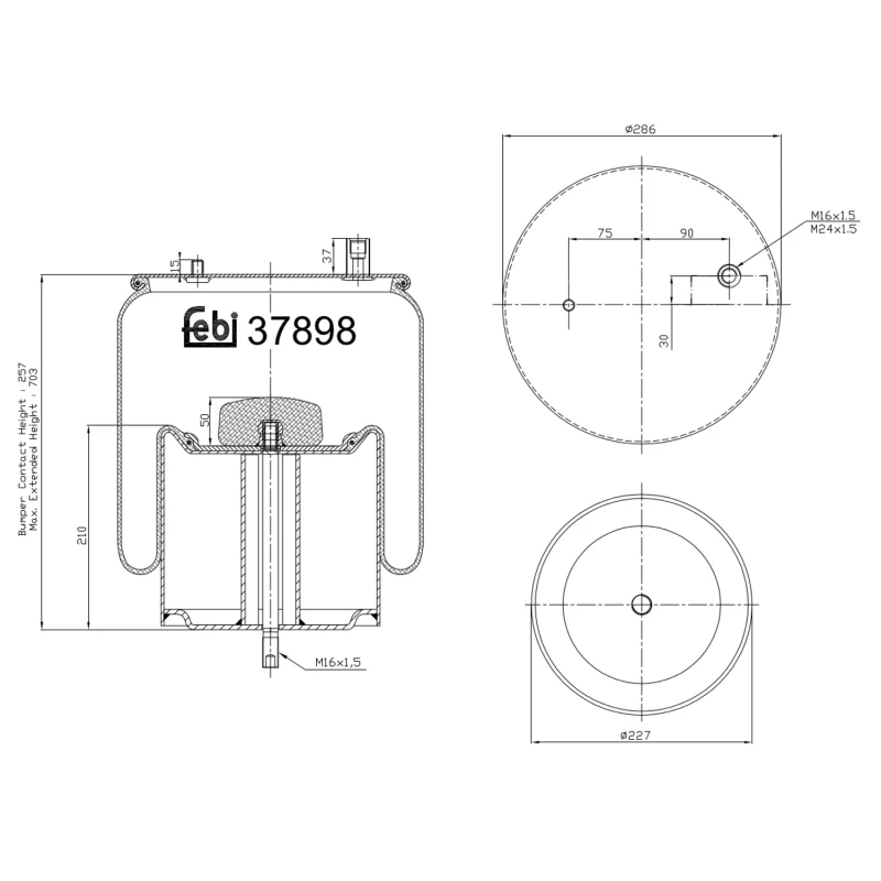 Image of FEBI BILSTEIN 37898 Boot, air suspension Rear Axle Right Boot,air suspension (324)