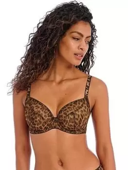 image of Freya Wild Side Leopard Underwired Plunge Bra, Multi, Size 36D, Women