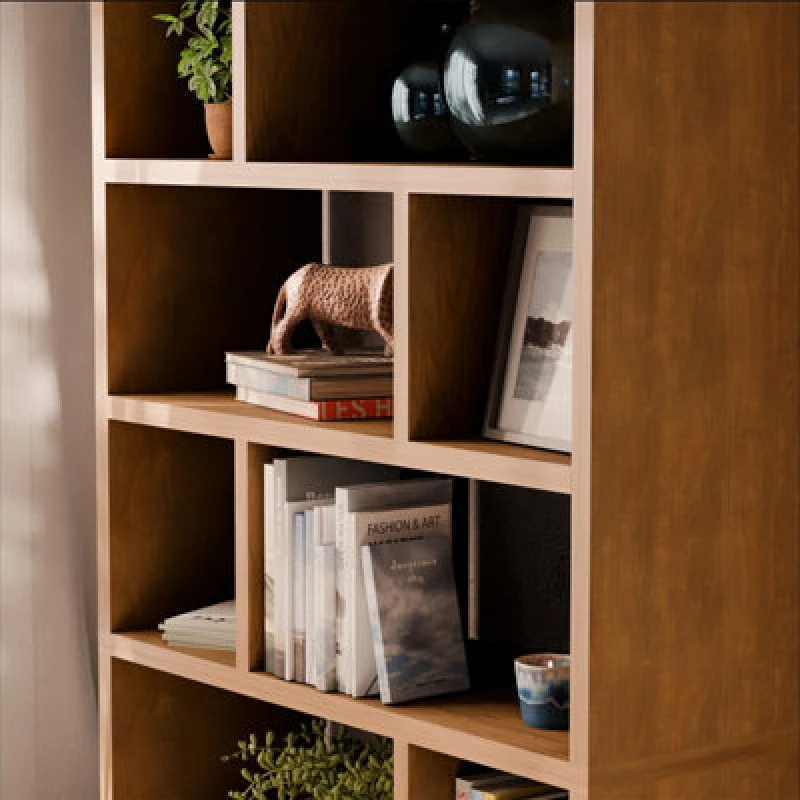 Image of 5-Tier Asymmetrical Bookshelf With 10 Compartments Brown - Sweeek