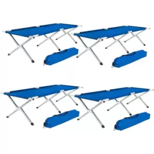 Image of Tectake - 4 camping beds made of aluminium - folding camp bed, single camp bed, camping cot - blue - blue