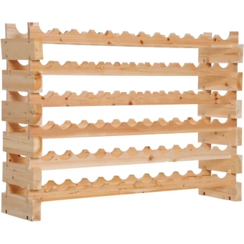 image of 72 Bottle Shelf Wine Rack Holder Standing Holds Storage Pine Wood Cellar - Homcom