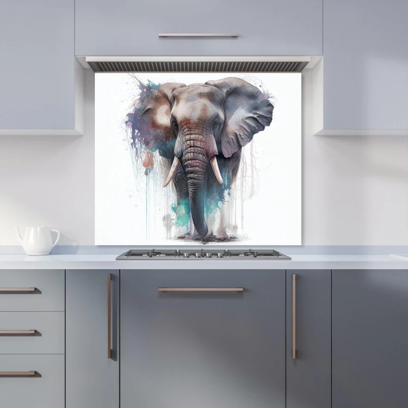 Image of Warren Reed - Designer Elephant Splashart Kitchen Splashback in Yellow Size: 600mm x 750mm Yellow Unisex 600mm x 750mm