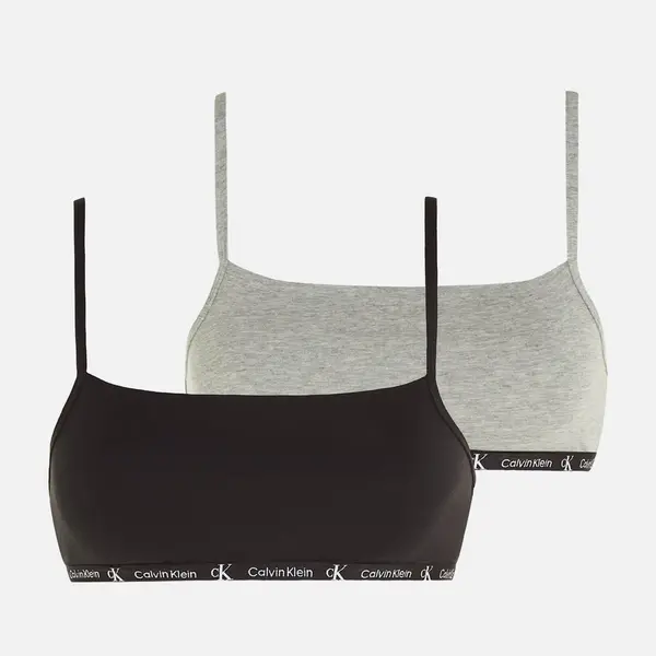 Image of Calvin Klein CK 1996 Two-Pack Cotton-Blend Bralette - S