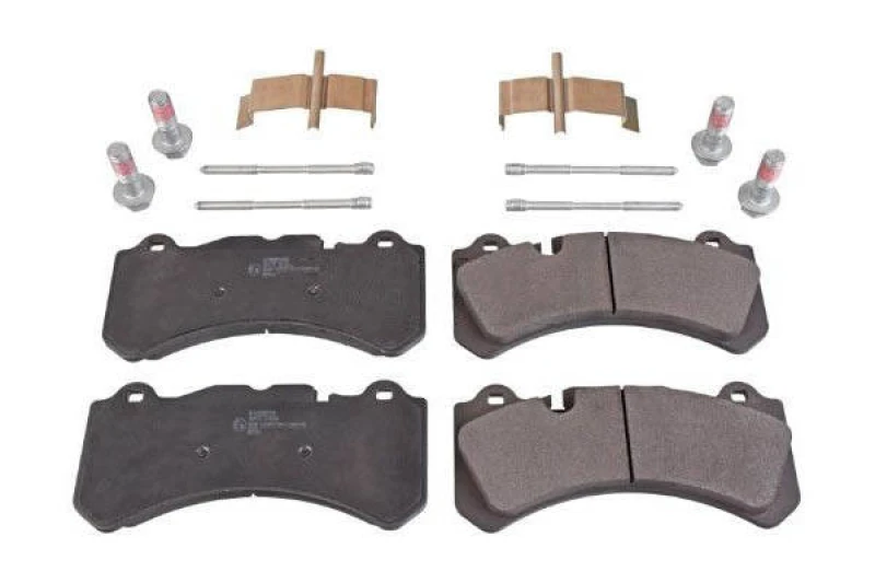Image of SWAG 33 10 5191 Brake pad set Front Axle, prepared for wear warning indicator, with fastening/mounting material, with fastening material Brake Pad Se