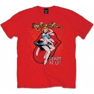 Image of Rolling Stones Start Me Up Red Mens T Shirt: Large