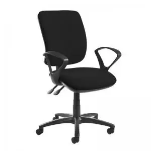 Image of Senza high back operator chair with fixed arms - black