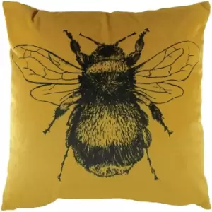 image of Bee Cushion Cover (30cm x 50cm) (Gold) - Gold - Evans Lichfield