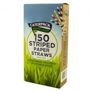 image of Enviro Paper straws Striped pk 150